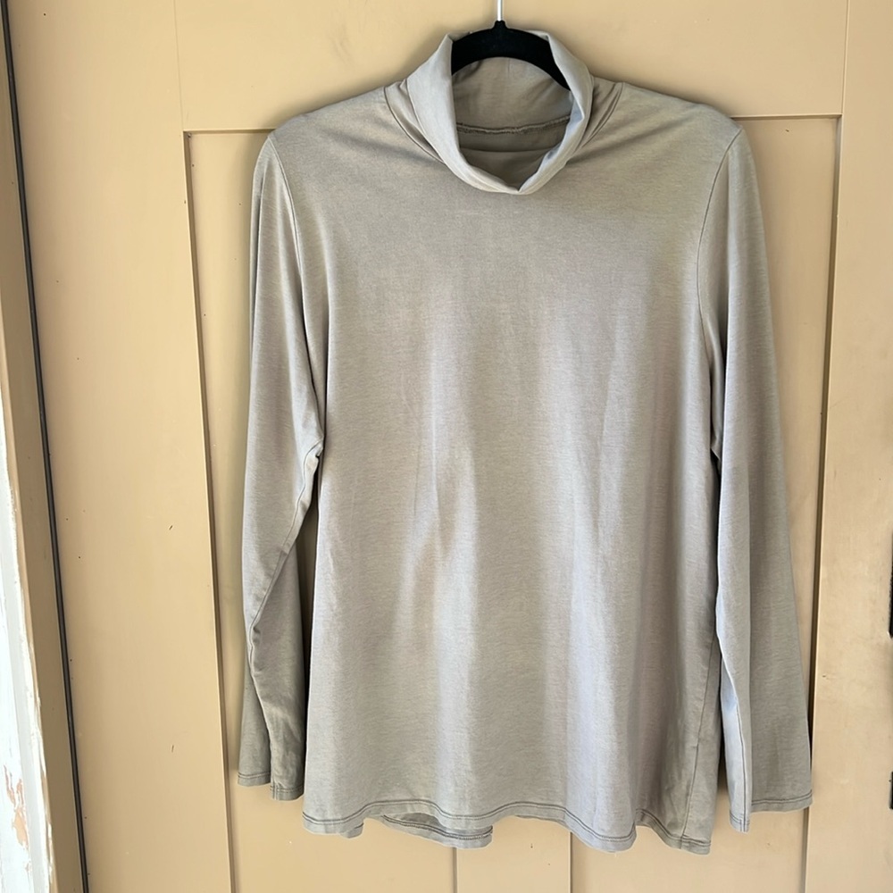 J. Jill Pure Jill Relaxed L Sage Turtleneck Long Sleeve Tee Stretch Pima Cotton